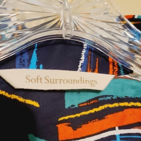 Soft Surroundings | Women's Sail Away Navy Blue Sailboat Blouse (Petite Small) - Picture 2 of 10